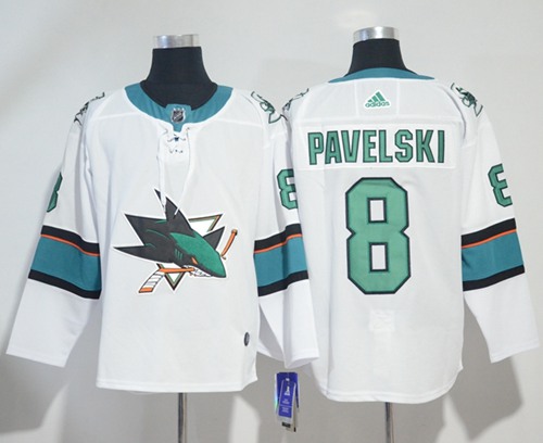 Adidas Men San Jose Sharks 8 Joe Pavelski White Road Authentic Stitched NHL Jersey